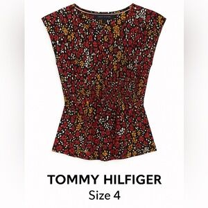 Tommy Hilfiger Women's Red and Gold Floral Blouse
